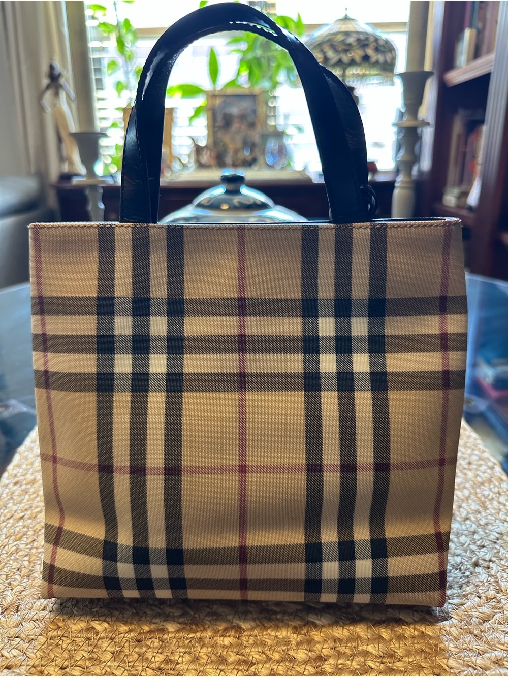 Burberry Nova Check Mini Tote Bag Authentic Canvas & Leather